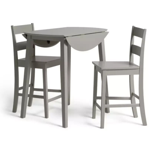 Chicago Extending Bar Table & 2 Stools - Grey