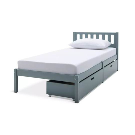 Ronnie Single Bed Frame and Drawer - Grey