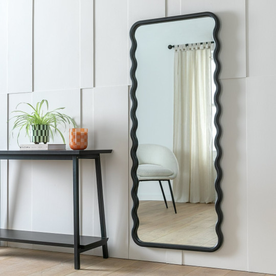Black Wiggle Full Length Wall Mirror - 60x150cm