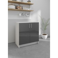 Kitchen Base Unit 800mm Storage Cabinet With Doors Shelf 80cm - Dark Grey Gloss