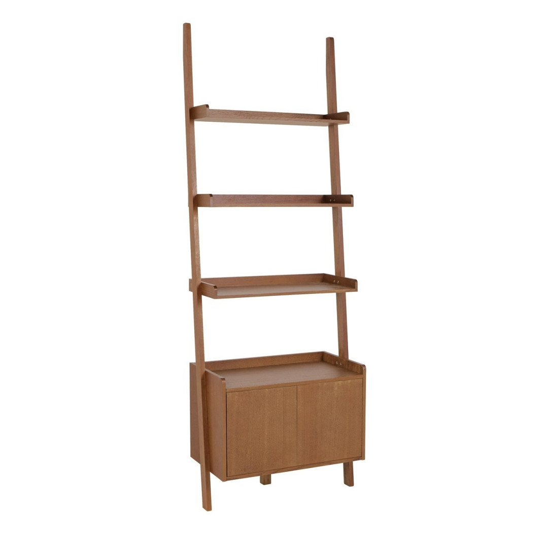 Jessie 2 Door Ladder Shelf - Walnut | Display Shelf with Storage Jessie 2 Door Ladder Shelf - Walnut | Display Shelf with Storage