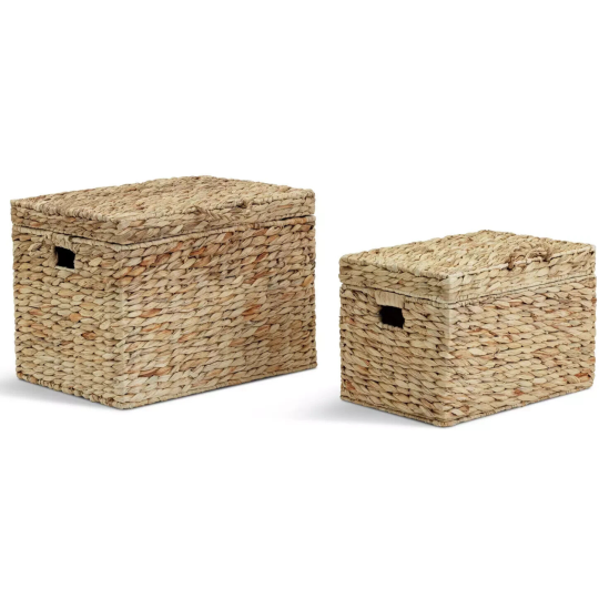 Set of 2 Woven Storage Baskets - Natural