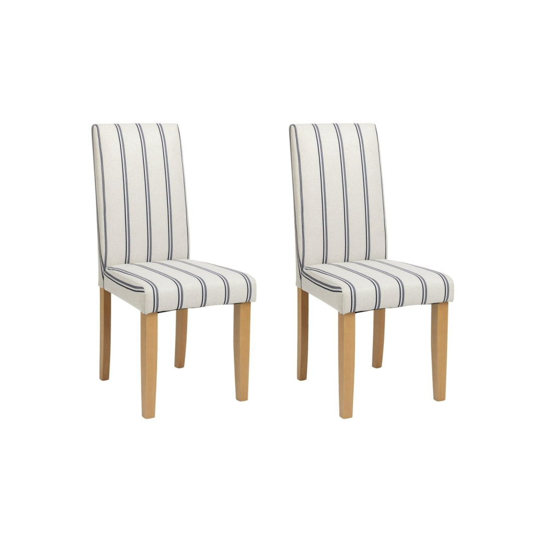 Midback Pair of Stripe Dining Chair- White & Blue | Cozy Fabric Comfort Midback Pair of Stripe Dining Chair- White & Blue | Cozy Fabric Comfort