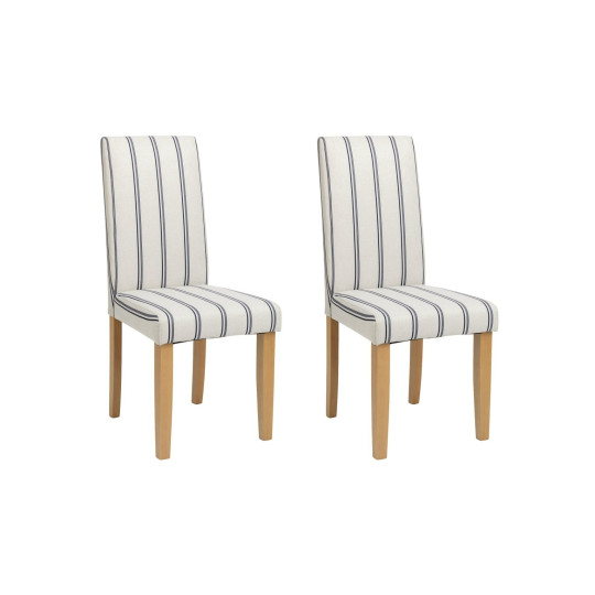 Midback Pair of Stripe Dining Chair- White & Blue | Cozy Fabric Comfort