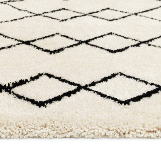 Habitat Diamond Tufted Cream & Black Shaggy Rug - 230x160cm