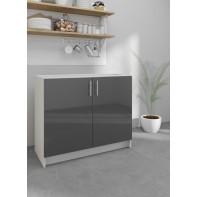 Kitchen Base Unit 1000mm Storage Cabinet With Doors Shelf 100cm Dark Grey Gloss