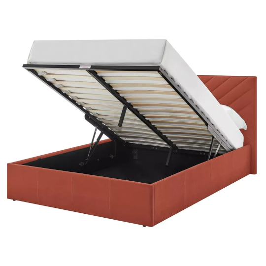 Home Luca Double End Lift Ottoman Bed - Orange | Storage Bed Frame Bedroom