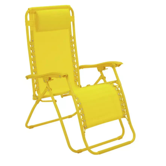 Folding Metal Zero Gravity Sun Lounger - Yellow