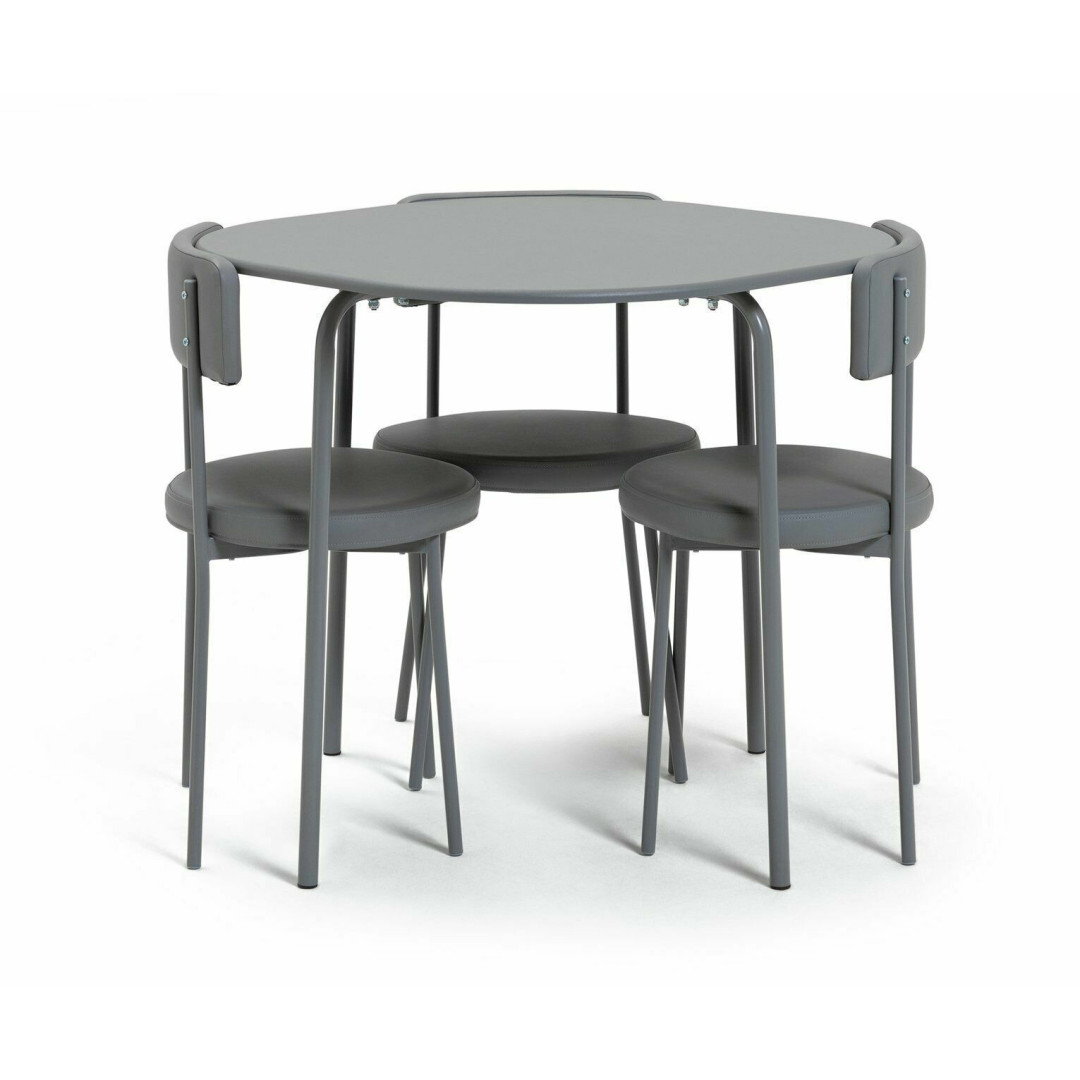 Jayla Wood Effect Dining Table & 4 Grey Chairs