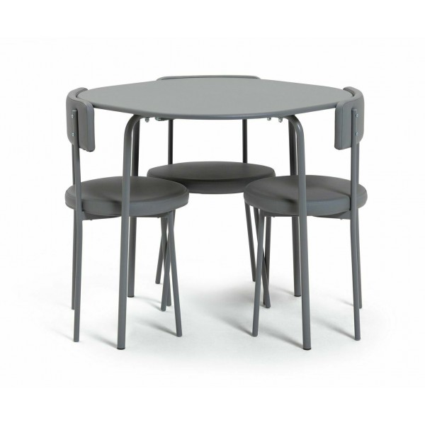 Jayla Wood Effect Dining Table & 4 Grey Chairs