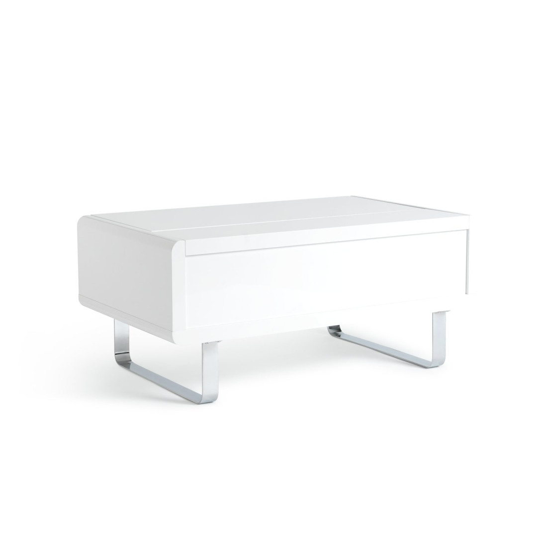 Home Sleigh Gloss Gas Lift Coffee Table - White | Practical Lift Mechanism Home Sleigh Gloss Gas Lift Coffee Table - White | Practical Lift Mechanism