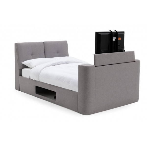Jakob Double TV Ottoman Fabric Bed Frame - Grey