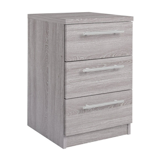 Brisbane 3 Drawer Bedside – Grey Oak