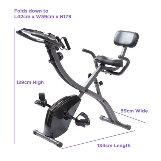 Image Slim Cycle Exercise Bike | Folding Stationary Fitness Cardio Training Bike