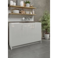 Kitchen Base Sink Unit 1200mm Storage Cabinet With Doors 120cm - White Gloss