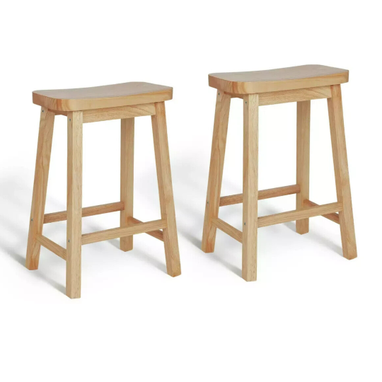 Pair of Saddle Bar Stools - Natural