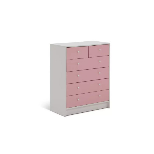 Kids Malibu 4+2 Chest of Drawers - Pink & White