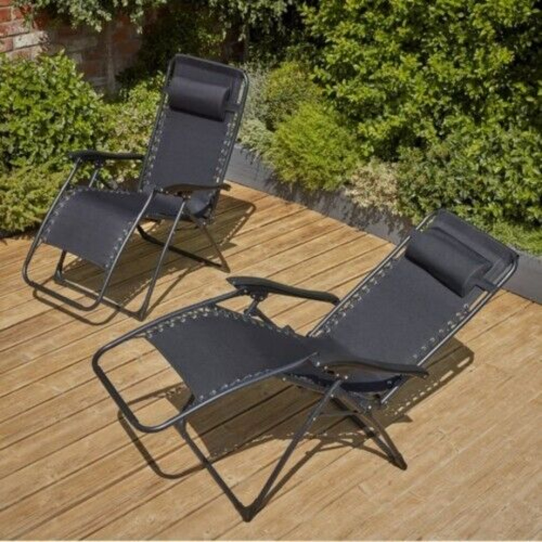 Black Zero Gravity Outdoor Relaxer Chairs - 2 Pack