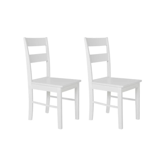 Home Chicago Pair of Solid Wood Dining Chairs White | Modern Kitchen Furniture