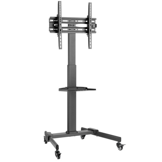 ProperAV Mobile TV Stand on Wheels Up to 55 Inch Black | Adjustable Rolling Cart