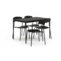 Stella Wood Effect Dining Table & 4 Black Chairs