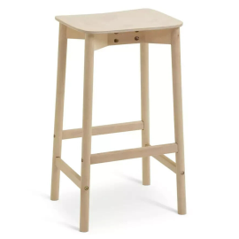 Habitat Nina Solid Birch Bar Stool - Natural | Modern Kitchen Breakfast Chair