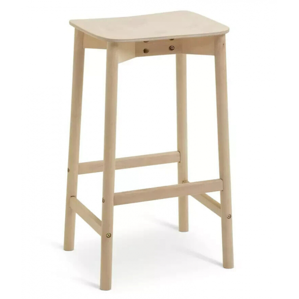 Nina Solid Birch Bar Stool - Natural