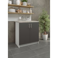 Kitchen Base Unit 800mm Storage Cabinet & Doors 80cm Dark Grey Matt With Worktop
