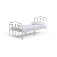 Hearts Single Metal Bed Frame - White
