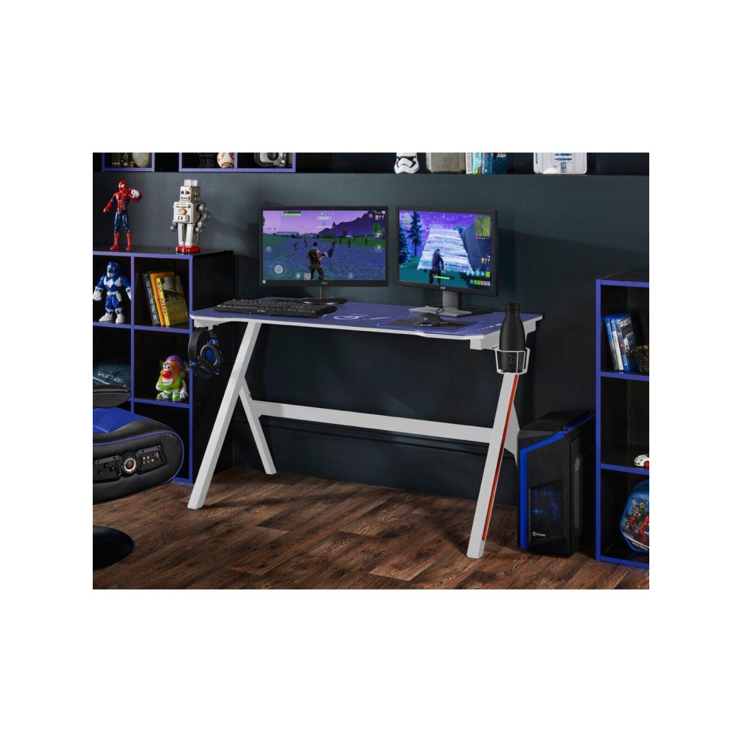 Virtuoso Velar LED Gaming Desk - White and Blue