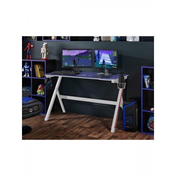 Virtuoso Velar LED Gaming Desk - White and Blue