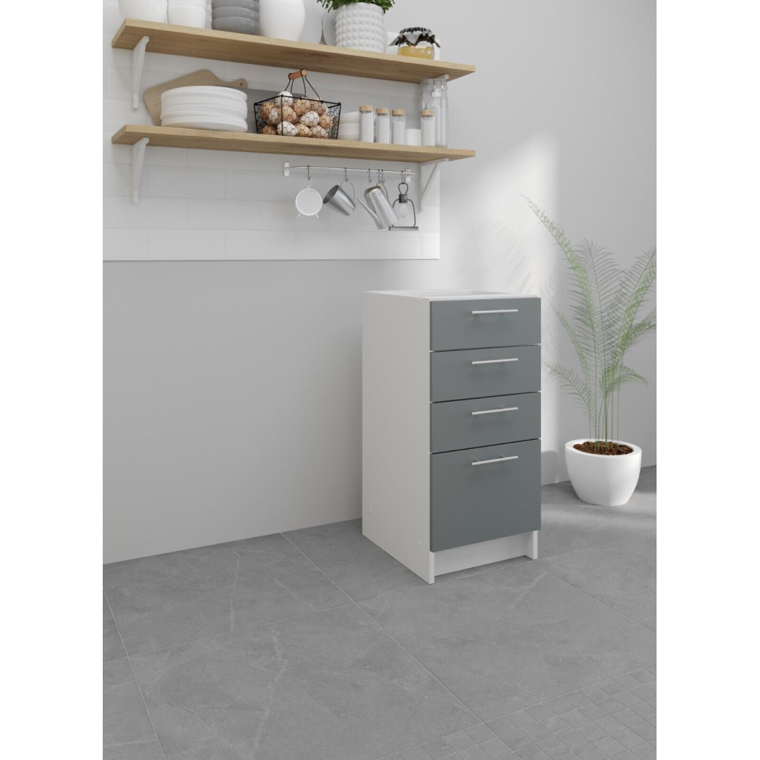 Kitchen Base Drawer Cabinet 400mm Cupboard Unit - Grey Matt