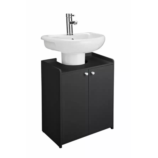 Prime Under Sink Unit Black | Bathroom Under Sink Storage Cabinet Furniture