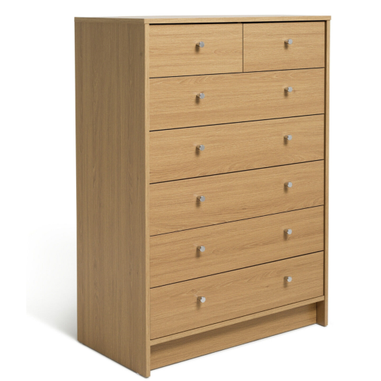 Malibu Modern 7 Drawer Chest Of Drawers Storage Cabinet For Bedroom - Oak Effect