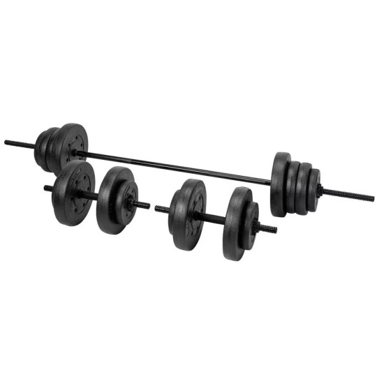 Opti Vinyl Dumbbell and Barbell Set - 50kg | Adjustable Dumbbells and Bar Set