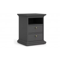 Paris 2 Drawer Bedside Table - Grey