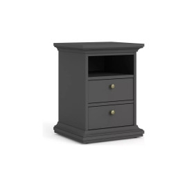 Tvilum Paris 2 Drawer Bedside Table - Grey | Modern Nightstand Bedroom Cabinet Tvilum Paris 2 Drawer Bedside Table - Grey | Modern Nightstand Bedroom Cabinet