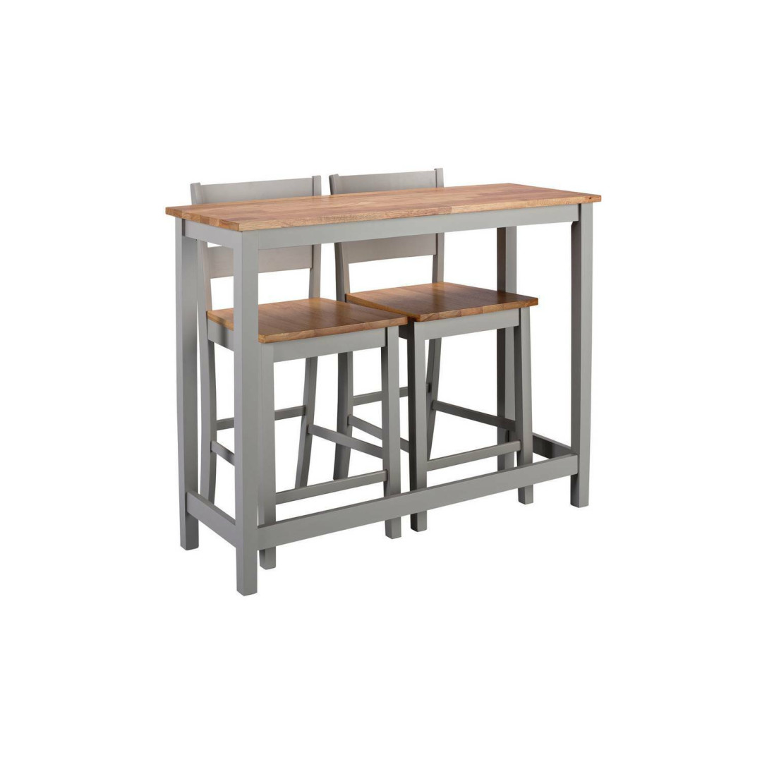 Chicago Bar Table and 2 Stools - Grey