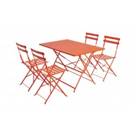 Eve 4 Seater Folding Metal Patio Set - Orange