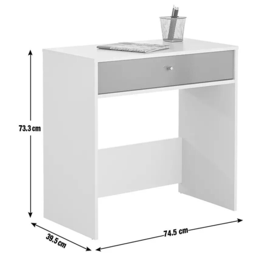 Compact Laptop Desk - White Grey Gloss Front