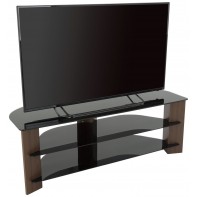 AVF Corner TV Stand With Storage Walnut Up to 65 Inch TV Unit Glass Black 130cm