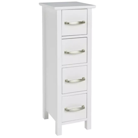 Tongue & Groove 4 Drawer Slimline Unit - White