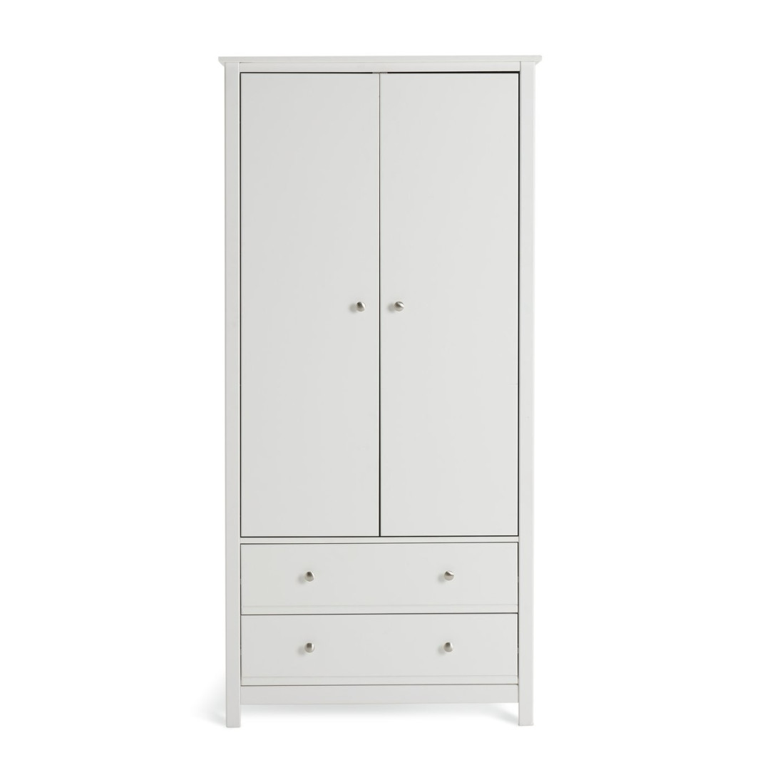 Brooklyn 2 Door 2 Drawer Wardrobe - White | White Closet with Drawers Brooklyn 2 Door 2 Drawer Wardrobe - White | White Closet with Drawers