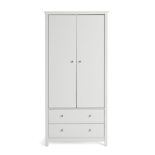 Brooklyn 2 Door 2 Drawer Wardrobe - White | White Closet with Drawers