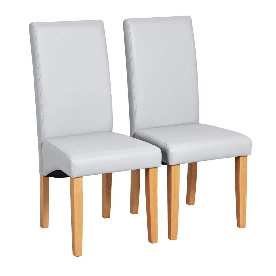 Pair of Skirted Dining Chairs - Grey