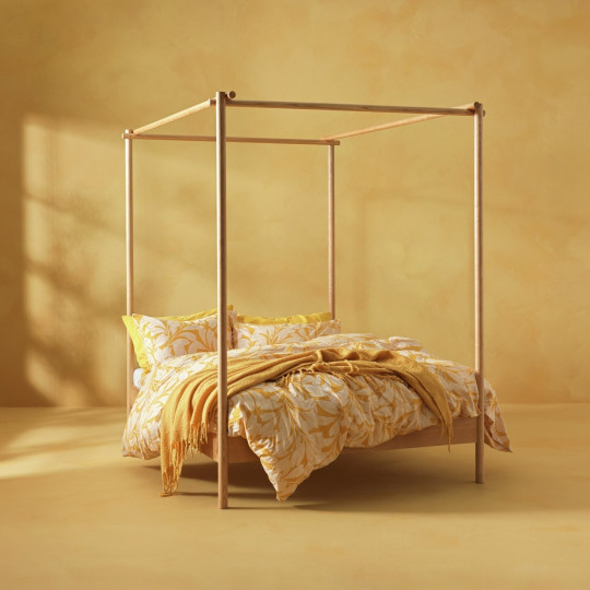Akari 4 Poster Kingsize Wooden Bed Frame - Natural | King size poster bed