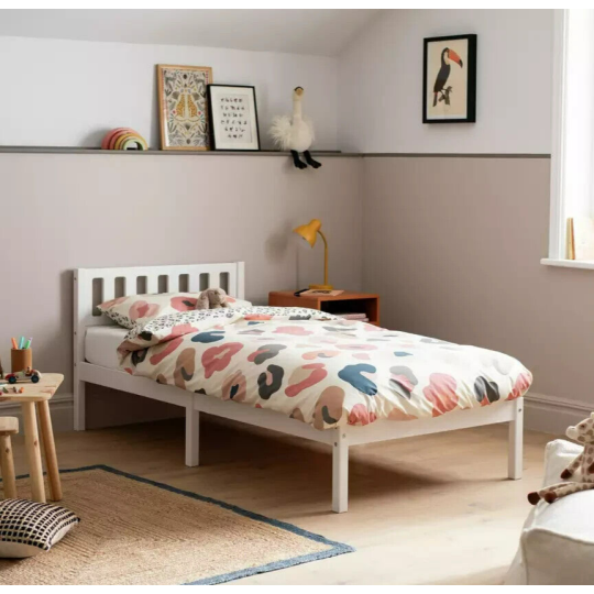 Habitat Ronnie Single Bed Frame - White | Sturdy Modern Bed Kids Teens Adults