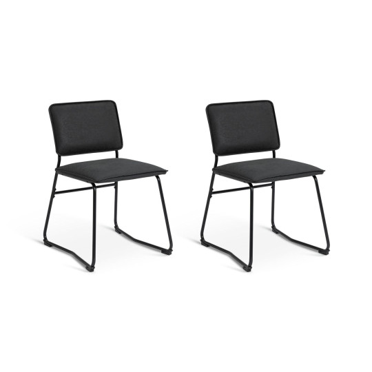 Habitat Loft Living Pair of Faux Leather Dining Chairs-Black