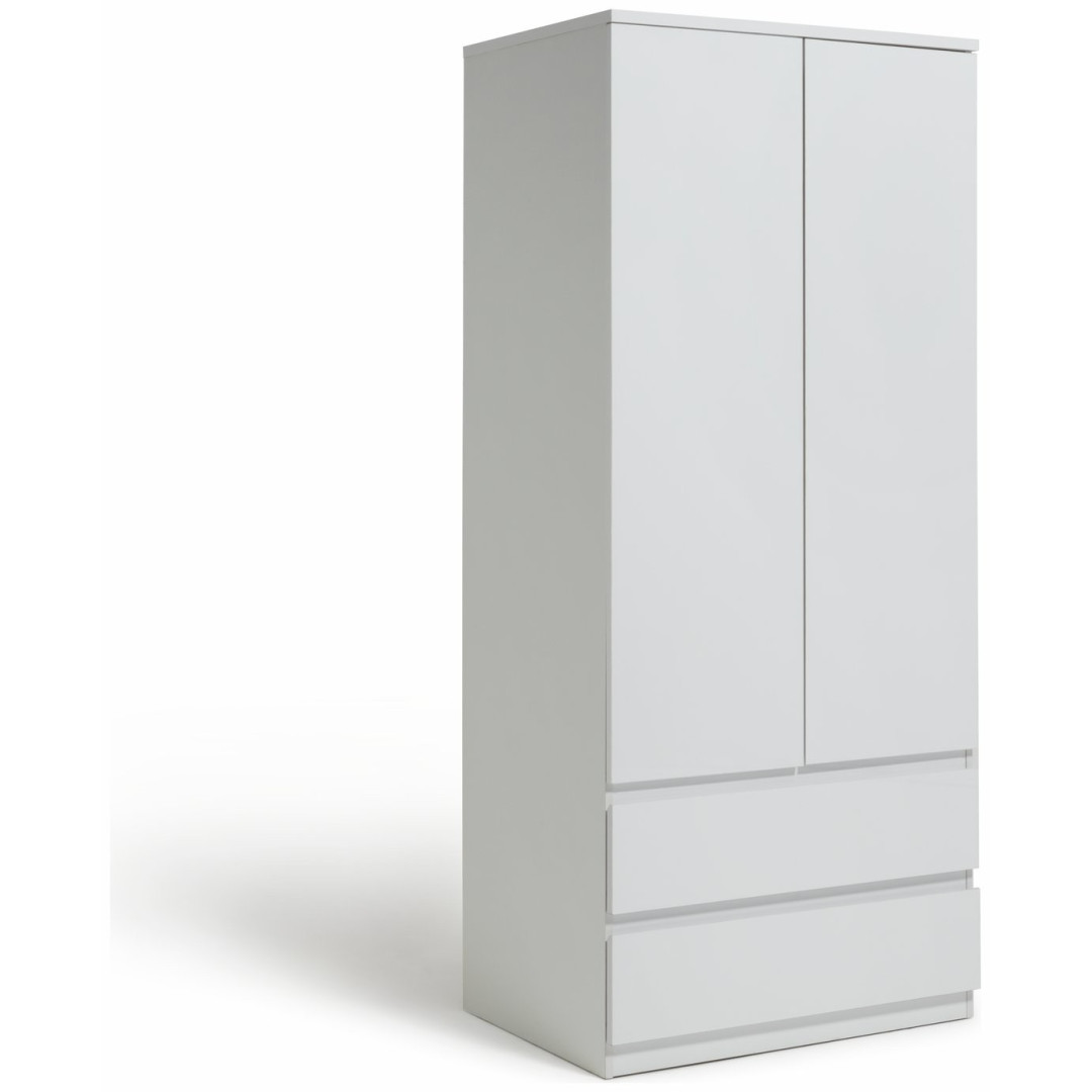 Jenson 2 Door 2 Drawer Wardrobe - Matte White | Simple Clothing Space Jenson 2 Door 2 Drawer Wardrobe - Matte White | Simple Clothing Space