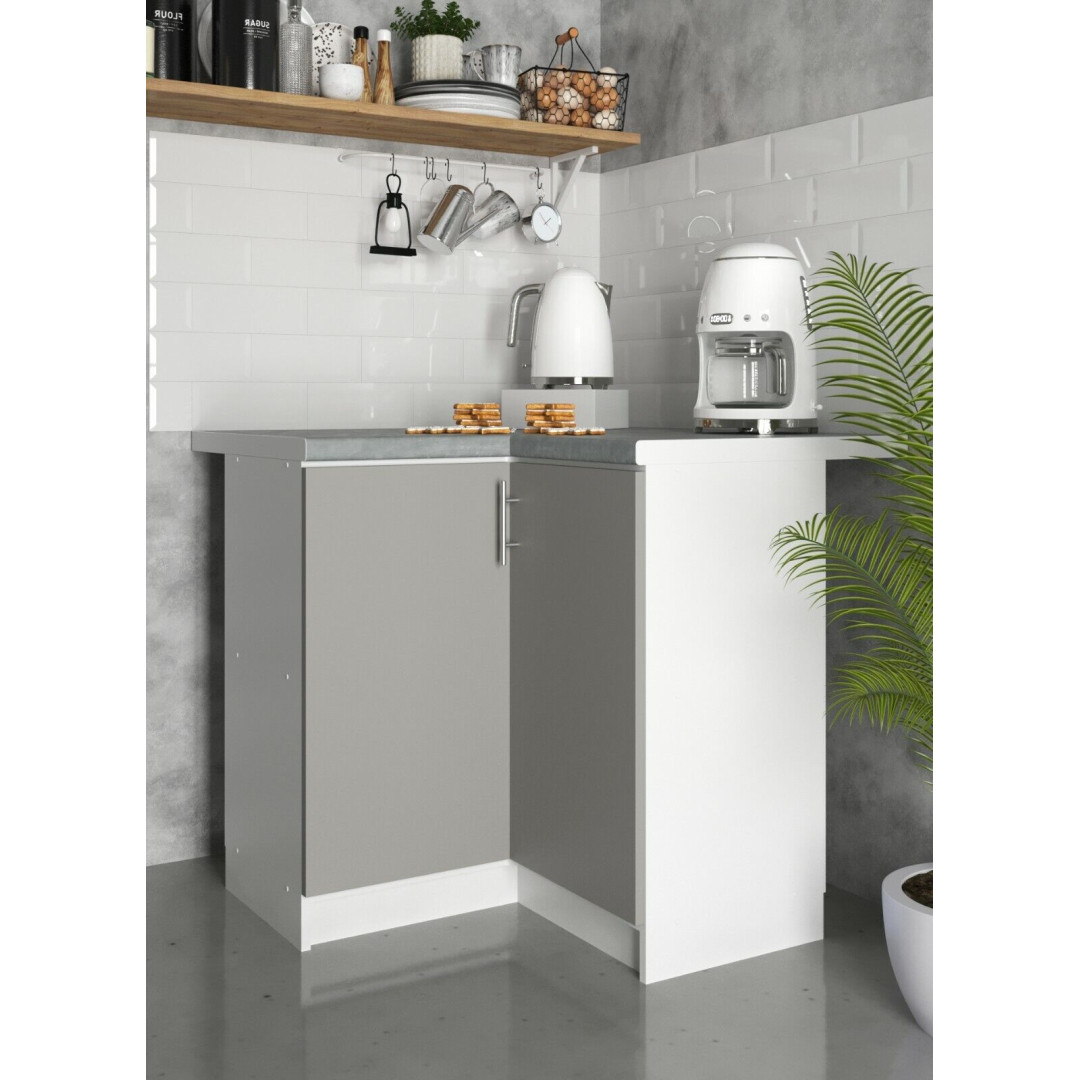 Kitchen Corner Base Cabinet 800mm Cupboard Unit - Grey Matt